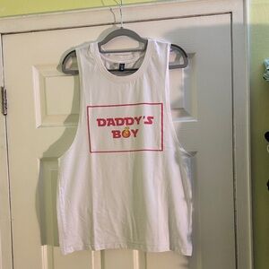 MEN’s JJ Malibu White and pink 'Daddy's Boy' sleeveless tee size SMALL (36-38)